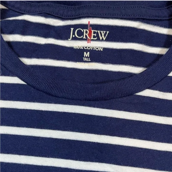 J. Crew Mens 100% Cotton T-shirt stripe Size M Tall Short Sleeve - Picture 3 of 7